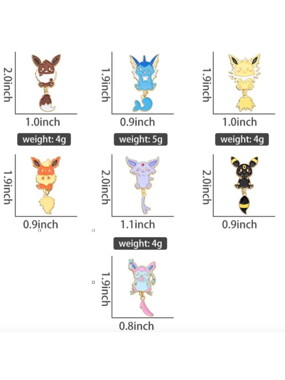 Metal Enamel Lapel Pin Pokemon Set of 7 - Picture 3 of 3